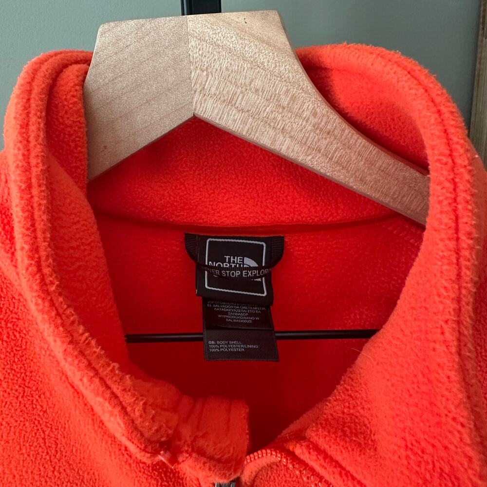 North Face Women’s Full Zip Orange Fleece Large - Picture 3 of 5